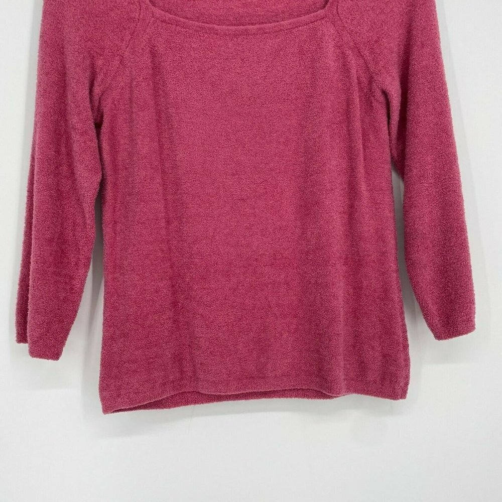 Evie Tops Women's S Fuchsia Pink Square Neck Raglan Sleeve Knit Stretch Pullover - Picture 6 of 6